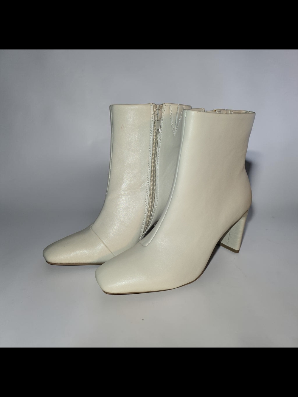 Alfani Cream Square-Toe Block Heel Ankle Boots
